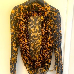 Long sleeve Barocco print button down shirt